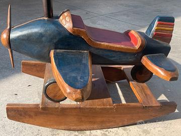 Dondolo vintage legno aeroplano bambini o arredo