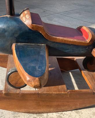 Dondolo vintage legno aeroplano bambini o arredo