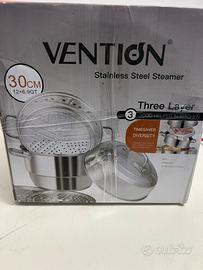 Vaporiera induzione 3 piani Acciaio inox 30cm