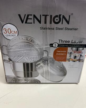 Vaporiera induzione 3 piani Acciaio inox 30cm