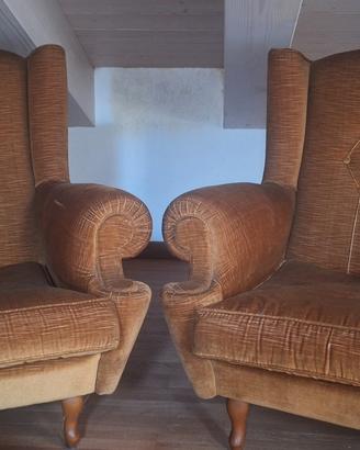Coppia poltrone bergère vintage anni 70 in velluto