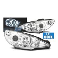 FARI PEUGEOT 206 98-08 ANGEL EYES CCFL FONDO CROMA