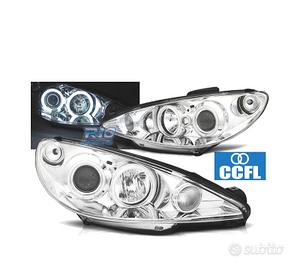 FARI PEUGEOT 206 98-08 ANGEL EYES CCFL FONDO CROMA