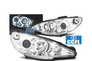 FARI PEUGEOT 206 98-08 ANGEL EYES CCFL FONDO CROMA