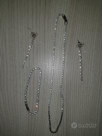 Parure di strass, collana/bracciale/orecchini