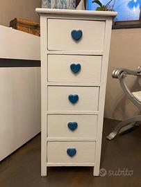 Cassettiera in legno a 5 cassetti