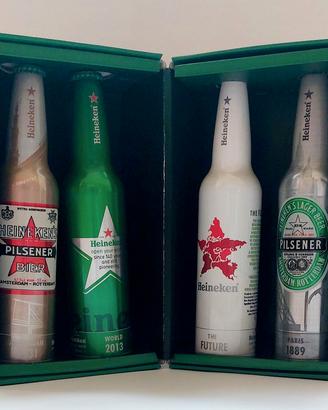 Heineken cofanetto con 4 bottiglie da collezione