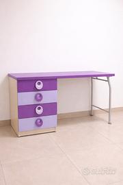 libreria/armadio con scrivania e cassettiera viola