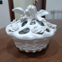 Cestino Pot-pourri Vintage Ceramica Bianca 