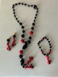 Set collana bracciale orecchini simil coralli