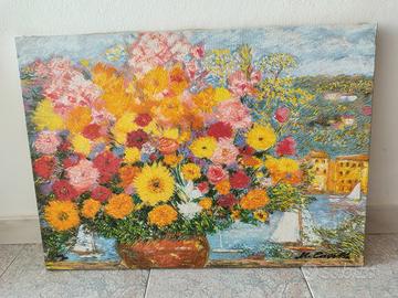 Quadro Michele Cascella Fiori a Portofino 1985