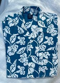 Camicia Hawaiana Uomo Vintage XL Blu/Bianco