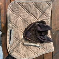 Set sottosella e cuffietta HKM beige e marrone