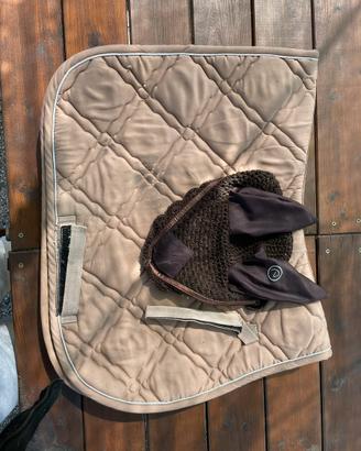 Set sottosella e cuffietta HKM beige e marrone