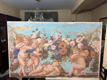 Rappresentazione angelica su tela dipinta a mano