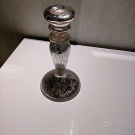 Candeliere in vetro argentato anticato