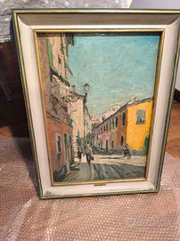 Olio su tela Elio Tinelli  - Via Dante 1970 35*50