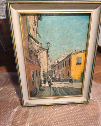 Olio su tela Elio Tinelli  - Via Dante 1970 35*50