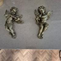 coppia di angeli in legno