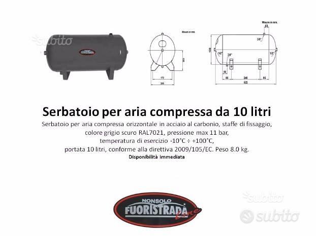 Serbatoio Per Aria Compressa Ausiliario da 10 Litri.