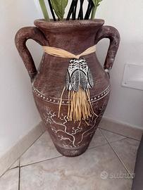 Vaso decorativo etnico in terracotta