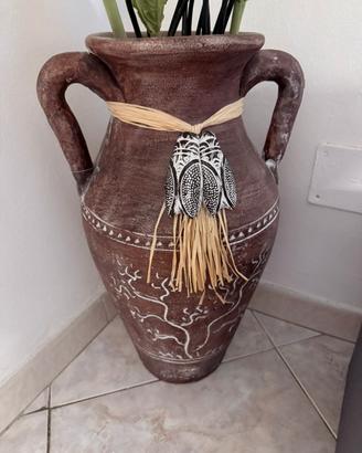 Vaso decorativo etnico in terracotta