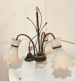 Lampadario a 3 bracci in ferro battuto 