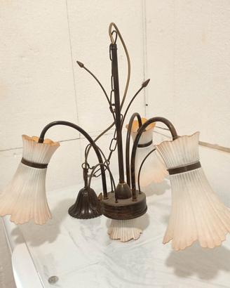 Lampadario a 3 bracci in ferro battuto 