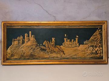 VINTAGE - Quadro antico Litografia su legno