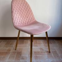Set 4 sedie in velluto rosa