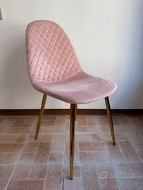 Set 4 sedie in velluto rosa