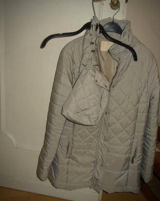 piumino donna grigio con cappuccio