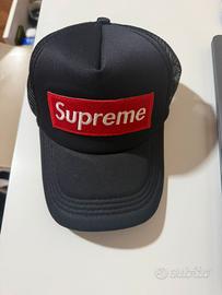 cappello supreme trucker cap nero logo box