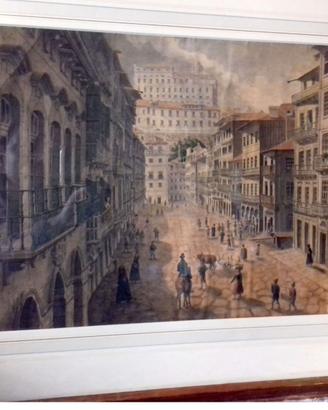 Quadro tempera su carta raf. Genova XIX sec