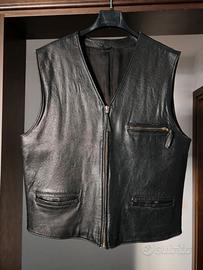 Gilet in vera pelle nera Made in Italy -  XL