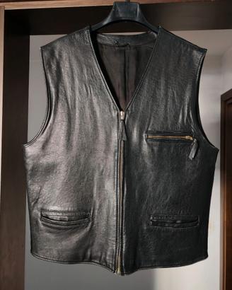 Gilet in vera pelle nera Made in Italy -  XL