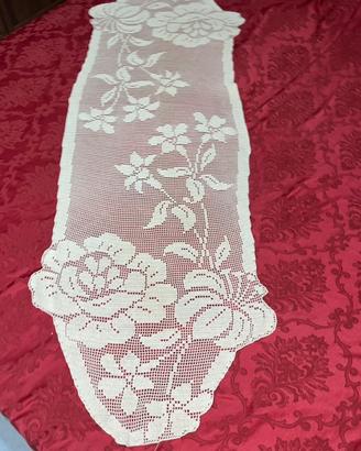 Runner Sagomata Uncinetto Filet Vintage
