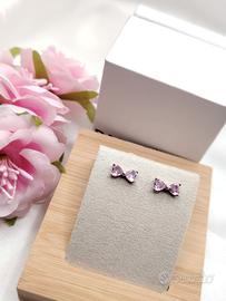 Orecchini originali Pandora fiocco rosa 