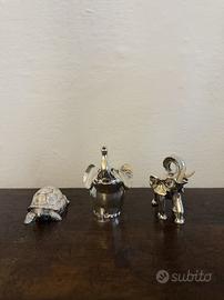 otto 3 animali argento 925 tartaruga elefanti