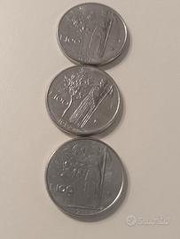 Lotto 3 Monete 100 Lire Minerva Repubblica Itali