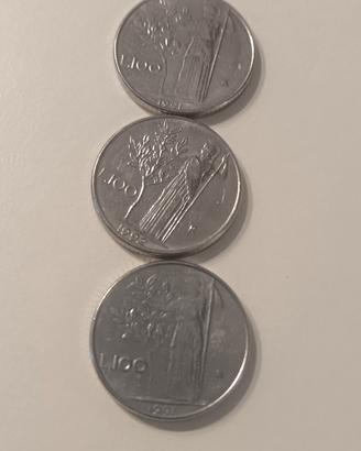 Lotto 3 Monete 100 Lire Minerva Repubblica Itali