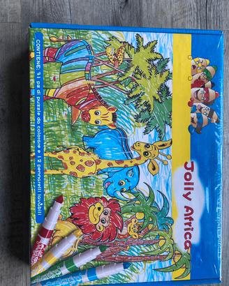 Puzzle da colorare e 12 pennarelli lavabili