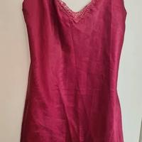 camiccia di notte in raso rosso borgogna taglia 1