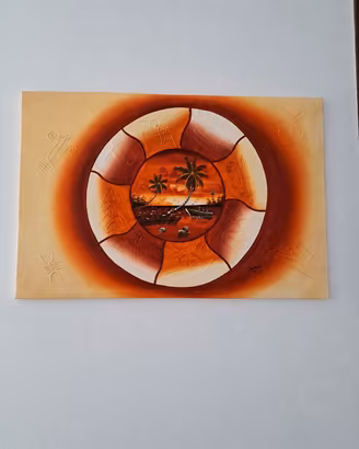 quadro caraibico con paesaggio tropicale