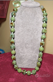 Collana in ceramica raku verde di artigianato