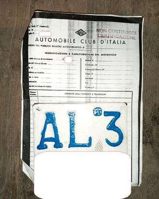 targa in bianco primi anni 50 vespa lambretta