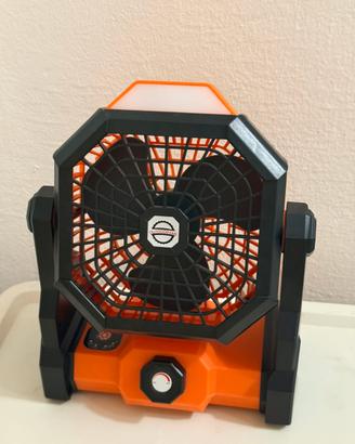 Ventilatore da campeggio ricaricabile con luce LED