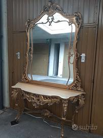 specchiera console oro barocco veneziano