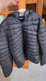 Piumino nero con cappuccio, taglia XXL