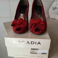 Scarpe Decolte Camoscio Rosso